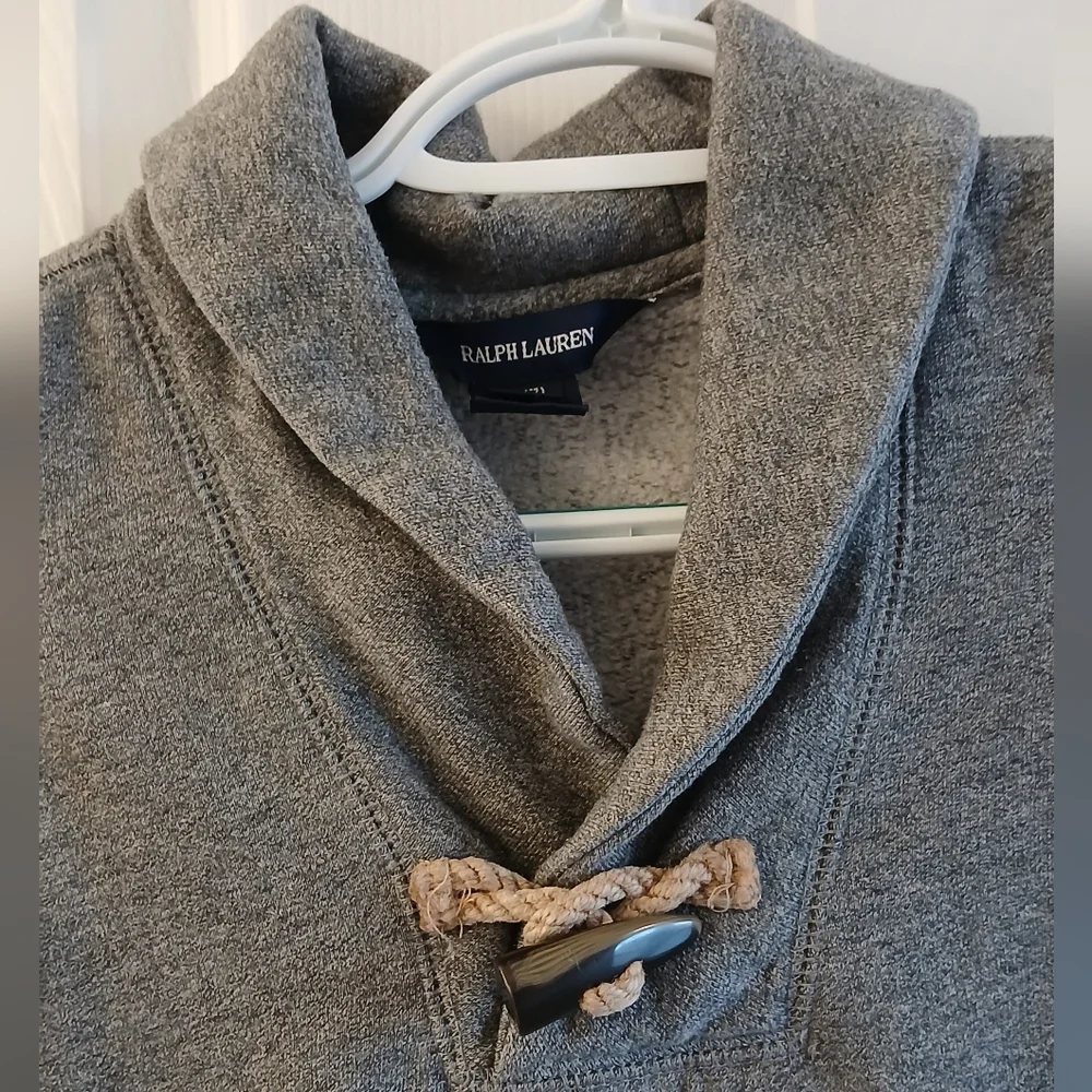 Ralph Lauren Boys Rugby Inspired Toggle Neck Fleece Sweatshirt Gray Size Small 7